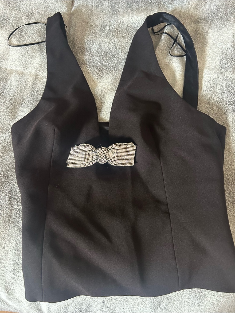 Zara Black Tank with Rhinestone Bow size M